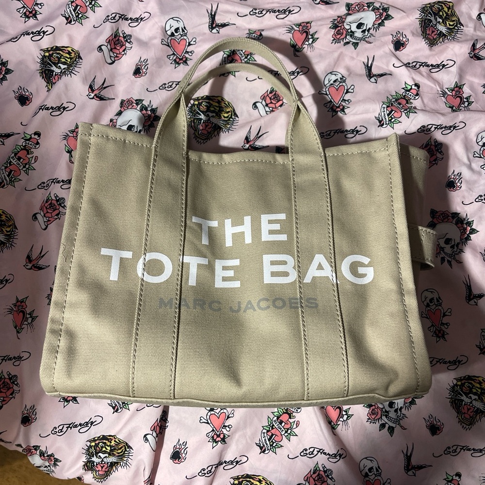 Marc Jacobs Tan Tote with White Text